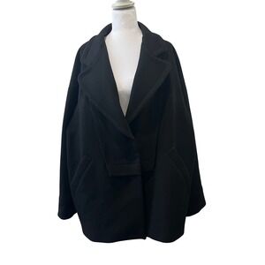 SEE By CHLOE Black Wool Oversized Coat Women's‎ 10 Boxy Minimalist Chic Office